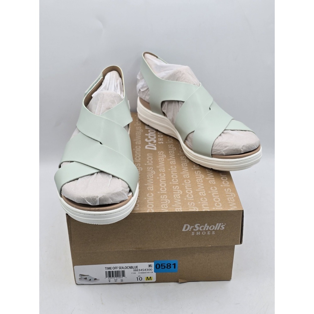 Dr. Scholl's Women's Time Off Fun Seafoam Strappy Sandals Comfort Shoes Sz 10 M‎